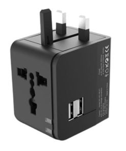 ADAPTADOR UNIVERSAL DE VIAJE 2XUSB 2.1A XO XOWL01